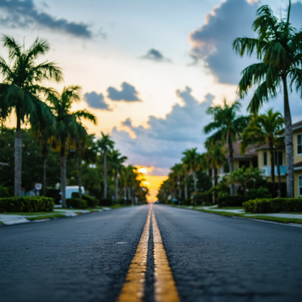 Palm-lined roads in a scenic Southwest Florida community