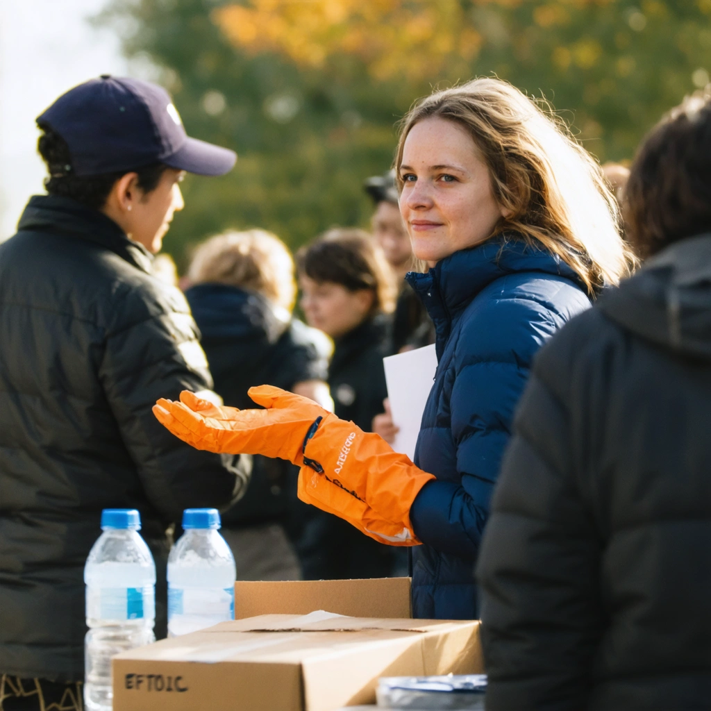 Attorneys volunteering at a community event in warm natural light