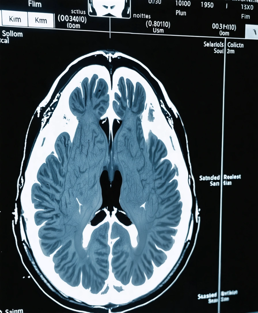 Brain scan images displayed on a medical monitor