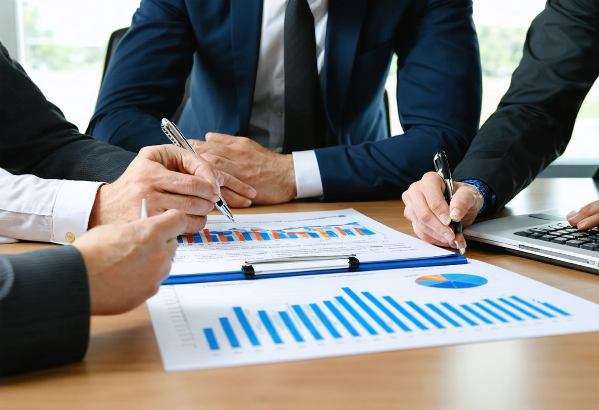 Lawyer and financial experts consulting in office, collaborative professional setting