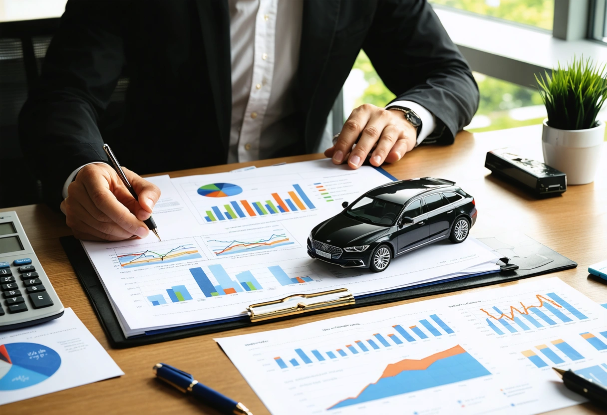 Advisor and client review vehicle value in refined office setting
