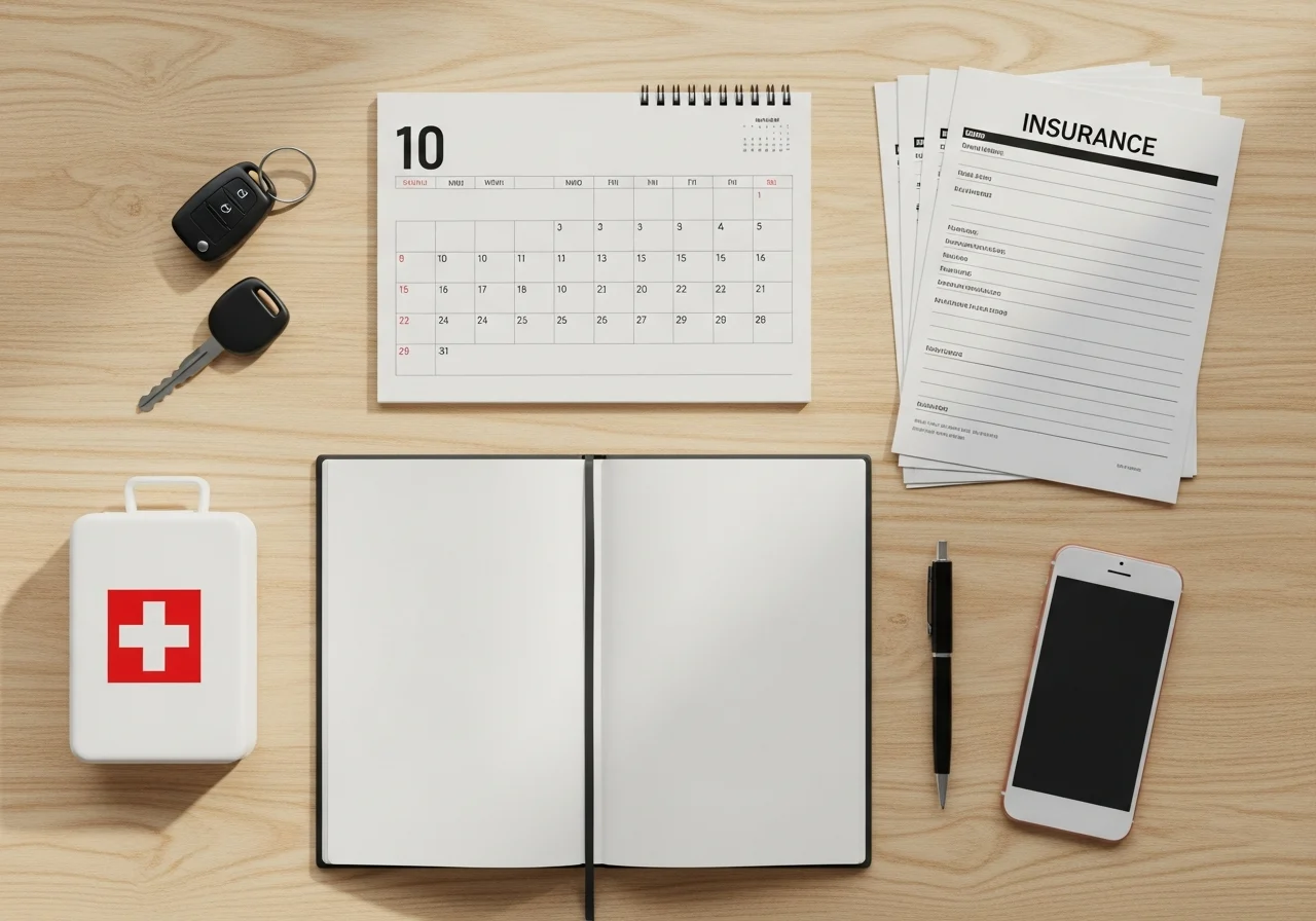 Attorney, client, and family member review documents in office