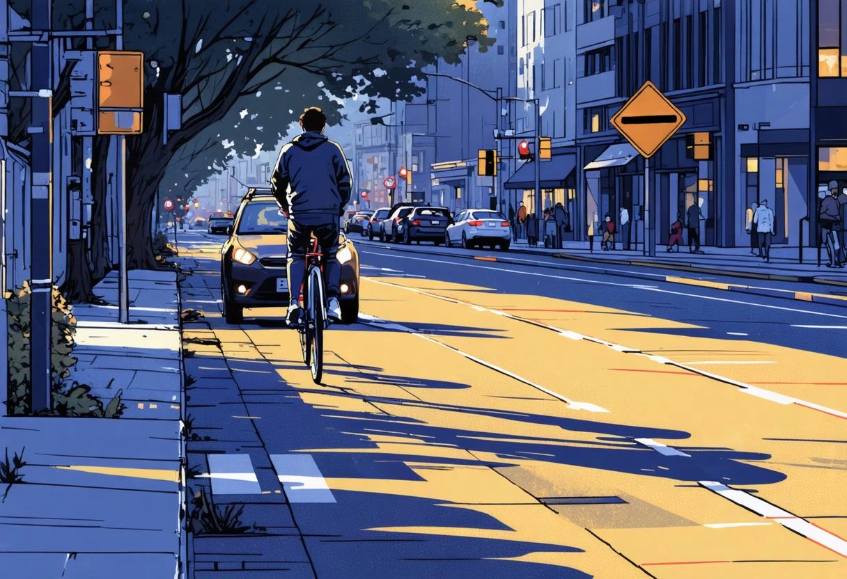 Cyclists and organizers collaborating near protected bike lanes.